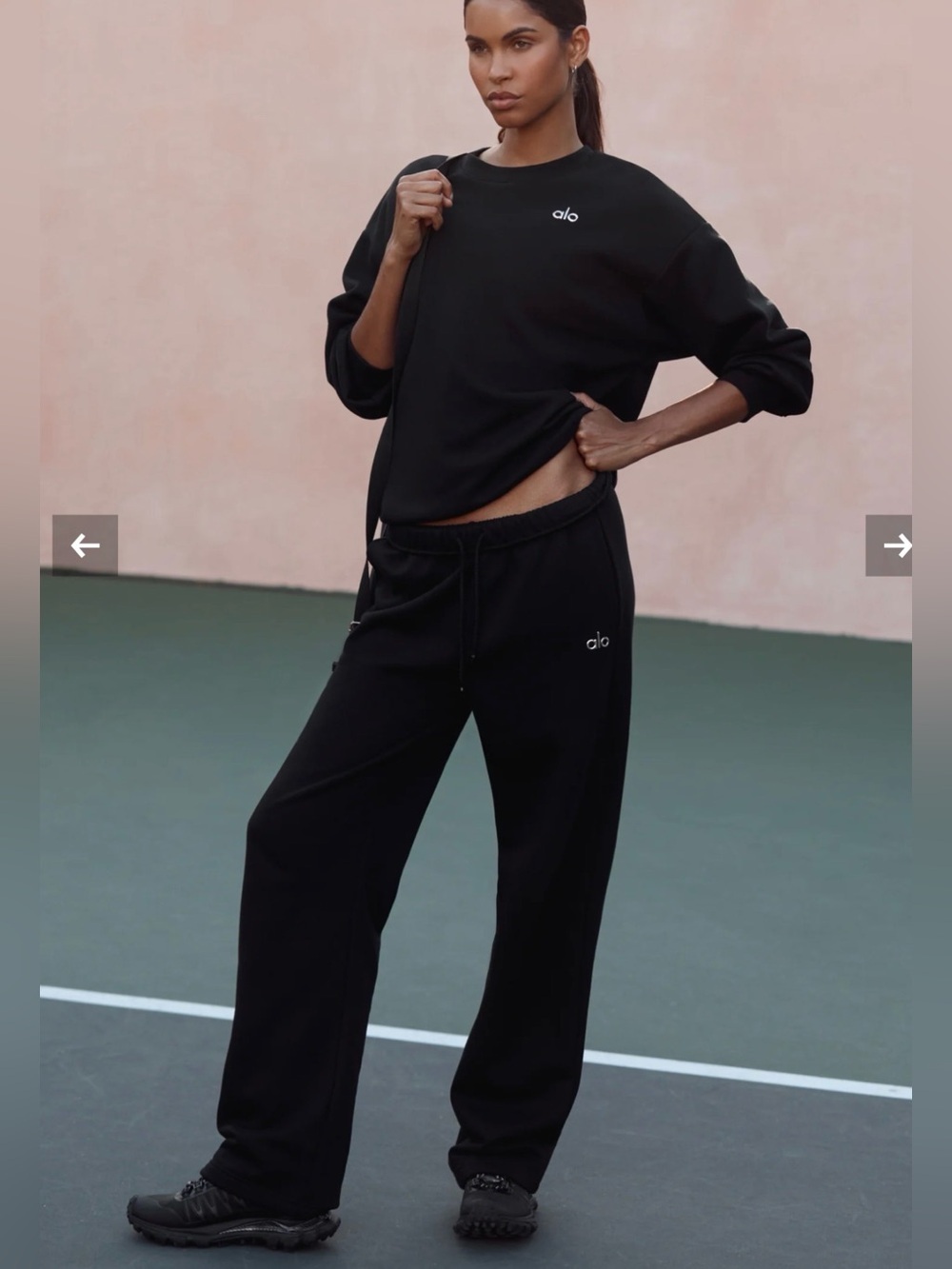 ALO Yoga Black Boxy Oversized Fleece Sweatshirt & Sweatpants - Picture 6 of 6